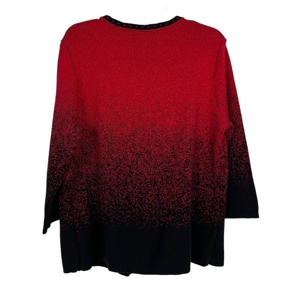 ALFRED DUNNER Women’s Cardigan Sweater Sz Small Red & Black 3/4 Sleeves - Picture 3 of 11